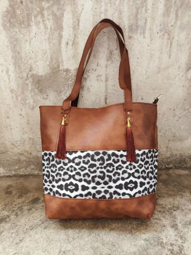 Tassel Leopard Tote Bag-zoom-