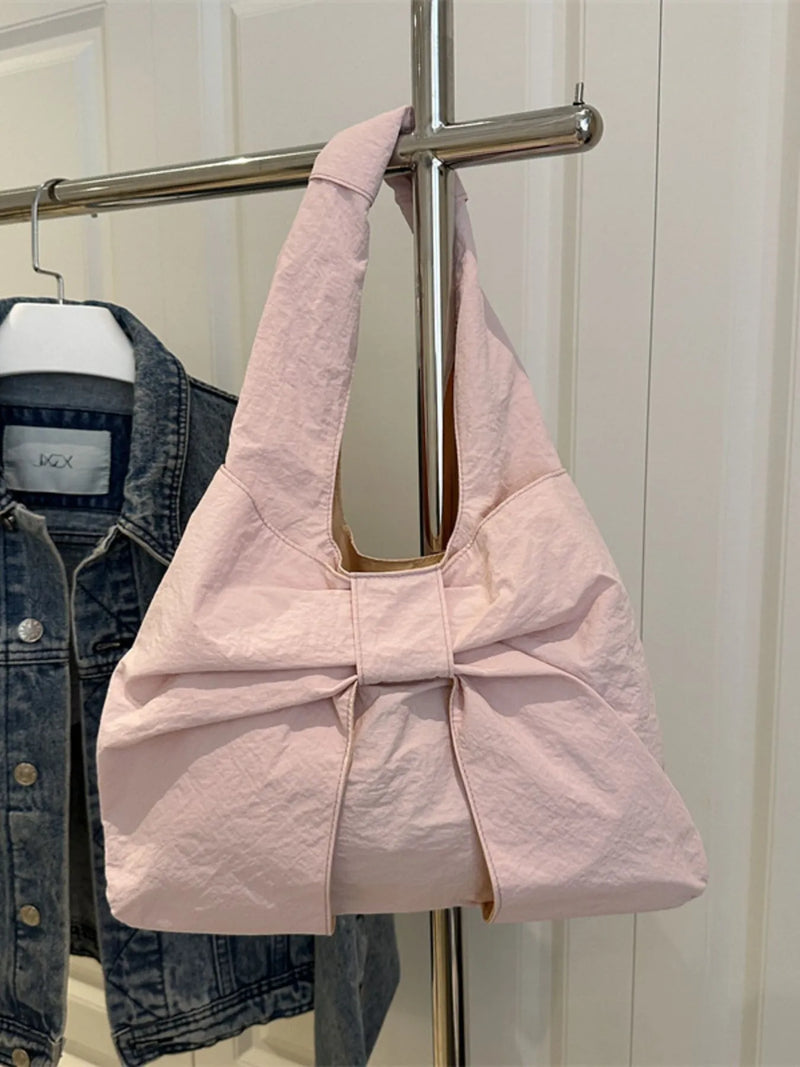 Ruched Bow Shoulder Bag-zoom-