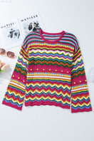 Switch Openwork Round Neck Long Sleeve Knit Top 3 image