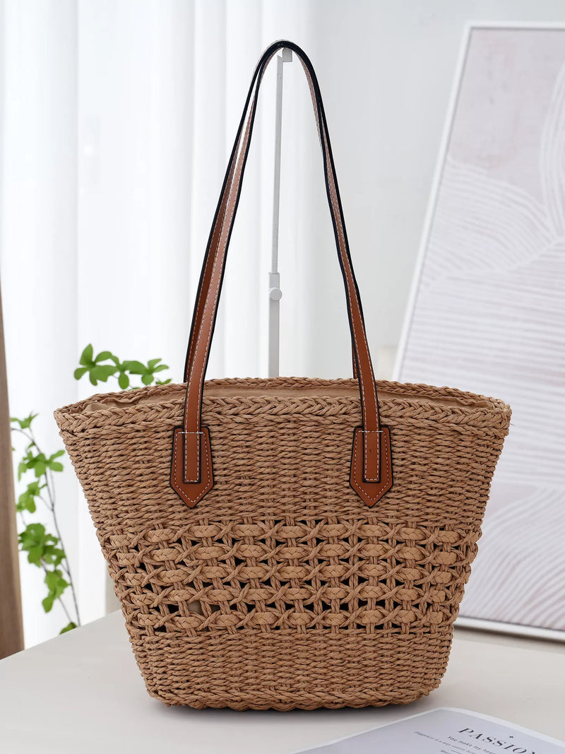 Woven Straw Tote Bag-zoom-