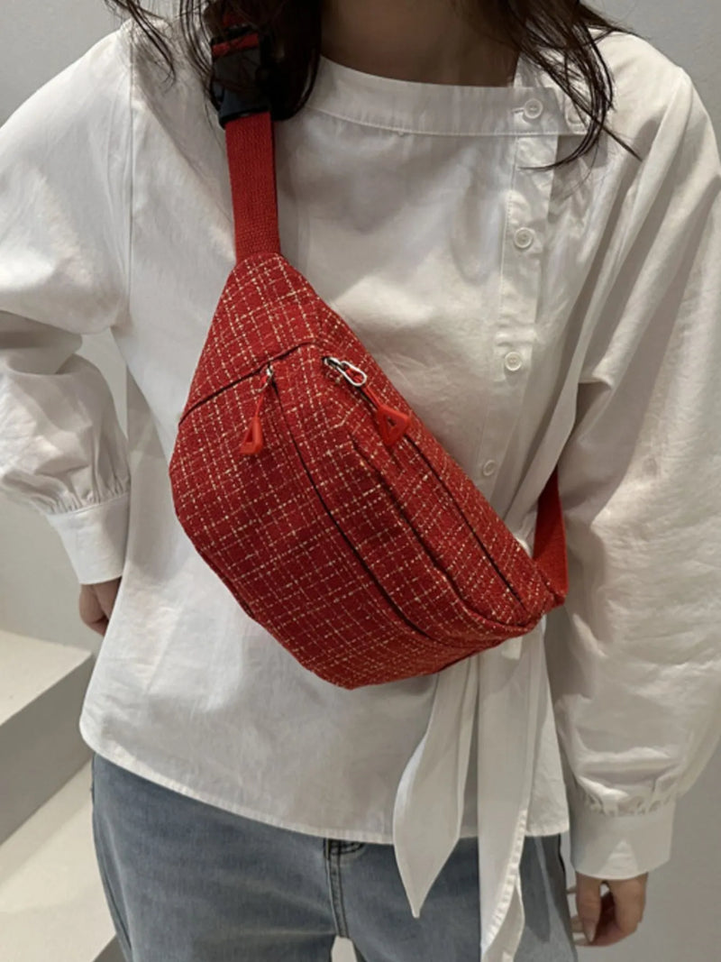 Plaid Pattern Crossbody Bag-zoom-