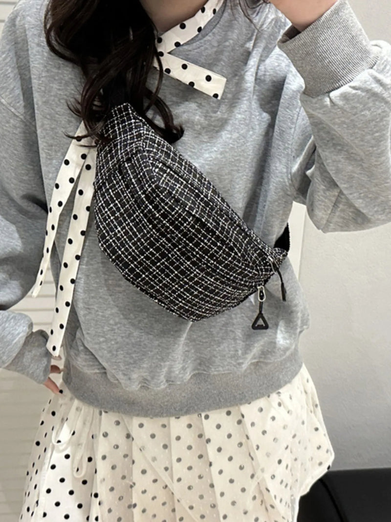 Plaid Pattern Crossbody Bag-zoom-