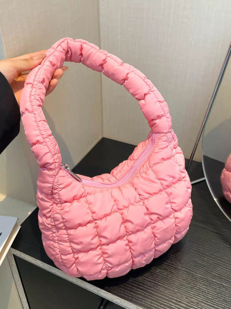 Quilted Ruched Shoulder Bag-zoom-