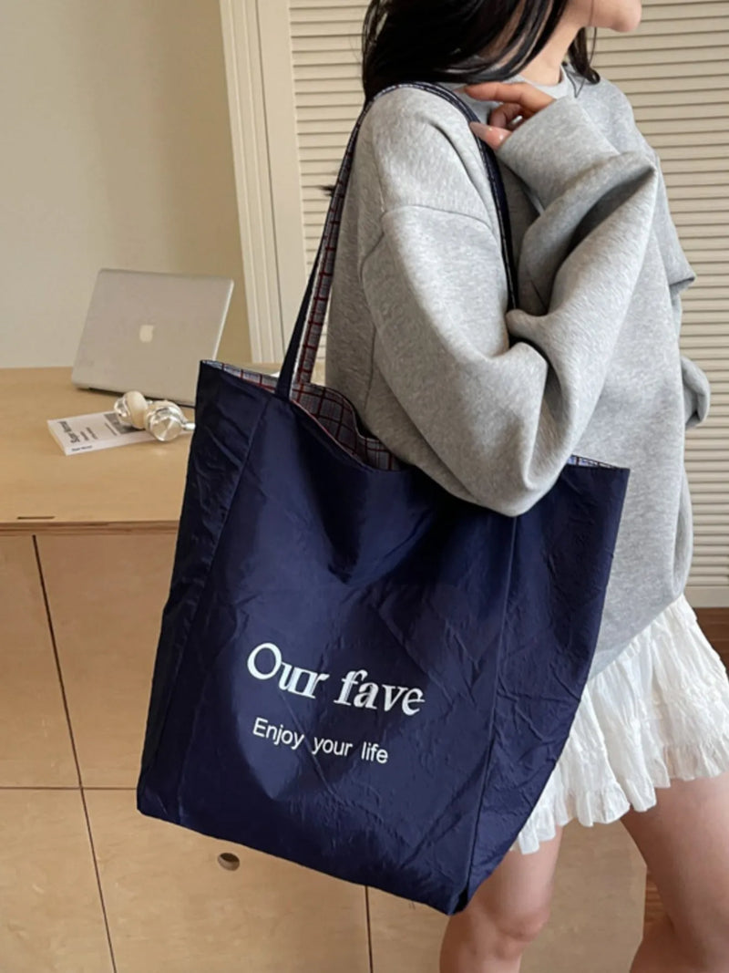 Plaid Pattern Tote Bag-zoom-