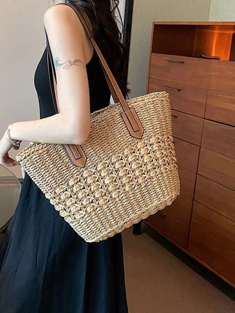 Woven Straw Shoulder Bag-zoom-