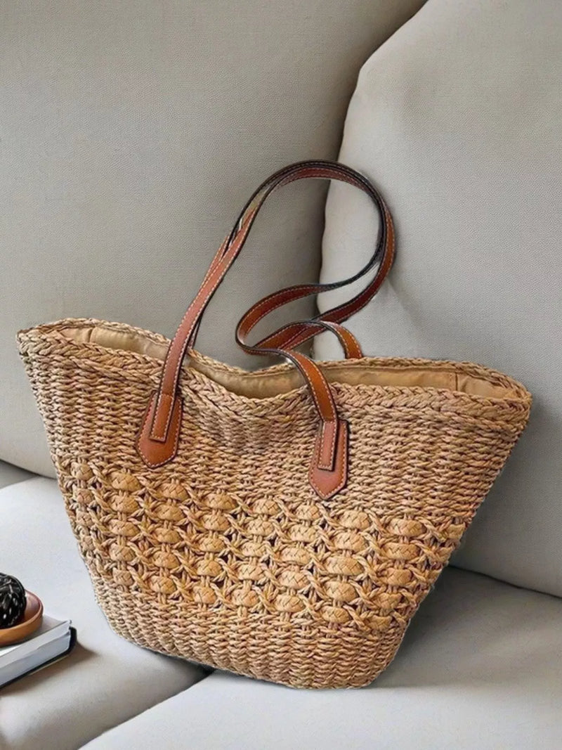 Woven Straw Shoulder Bag-zoom-