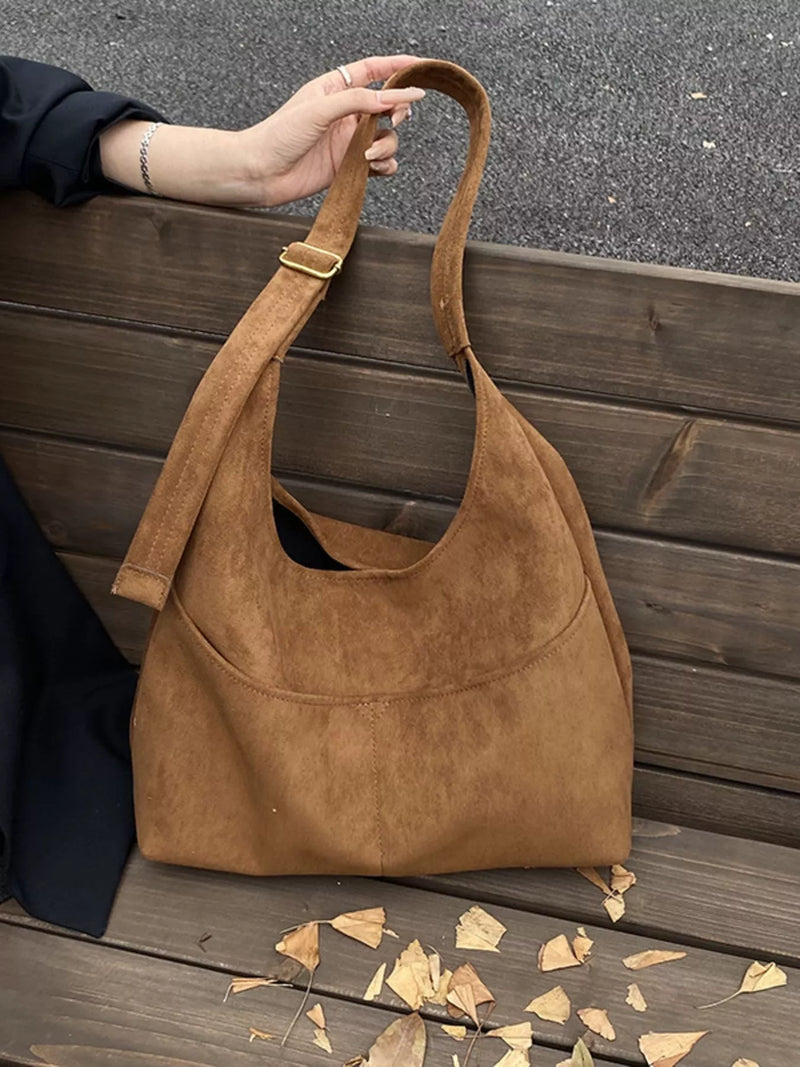Minimalist Suede Shoulder Bag-zoom-