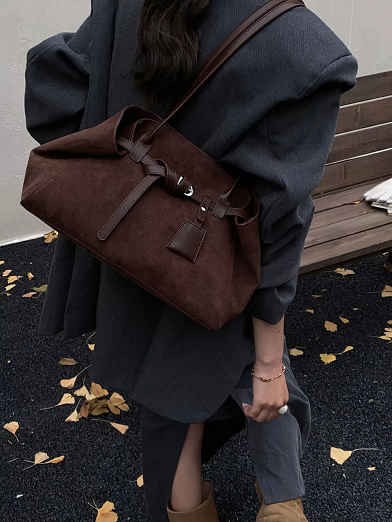 Lightweight Suede Shoulder Bag-zoom-