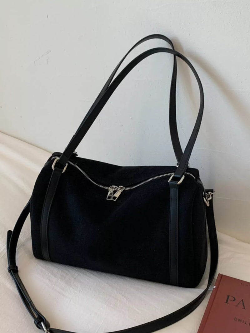 Suede Crossbody Bag with Zipper-zoom-