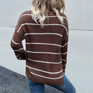 Switch Striped V-Neck Slit Dropped Shoulder Sweater 2 image