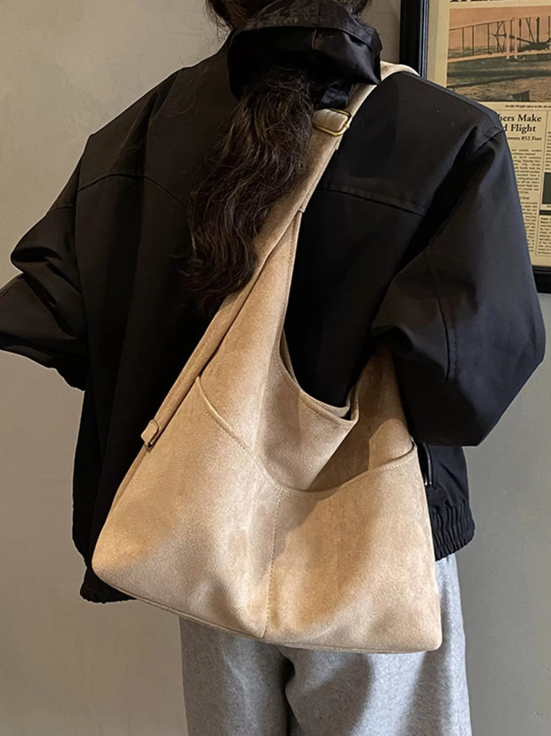 Minimalist Suede Shoulder Bag-zoom-
