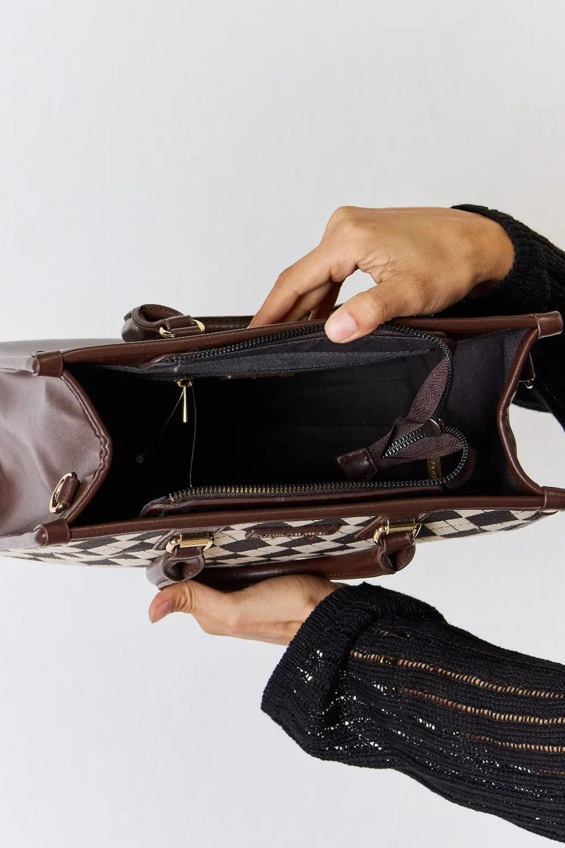 David Jones Argyle Pattern PU Leather Handbag-zoom-