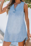 Switch Notched Sleeveless Denim Dress 3 image