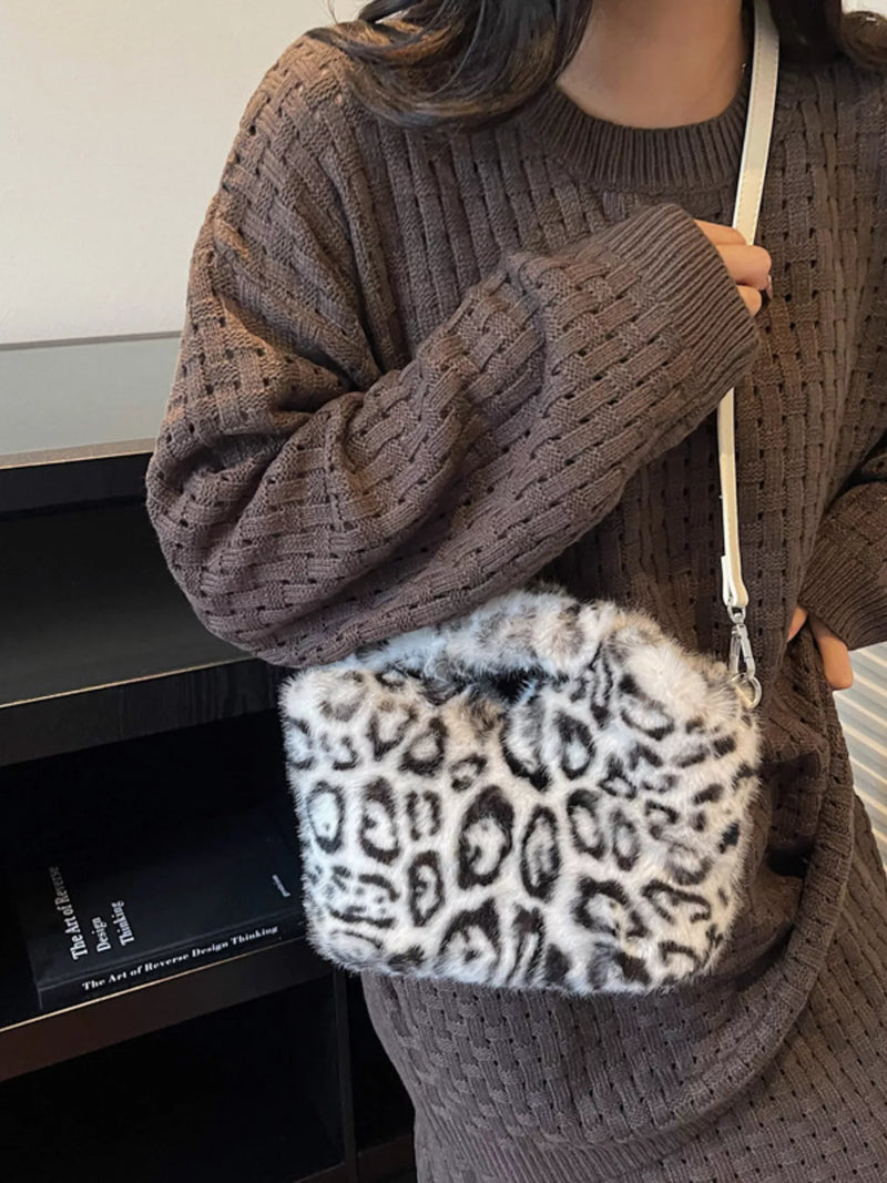 Leopard Plush Crossbody Bag-zoom-