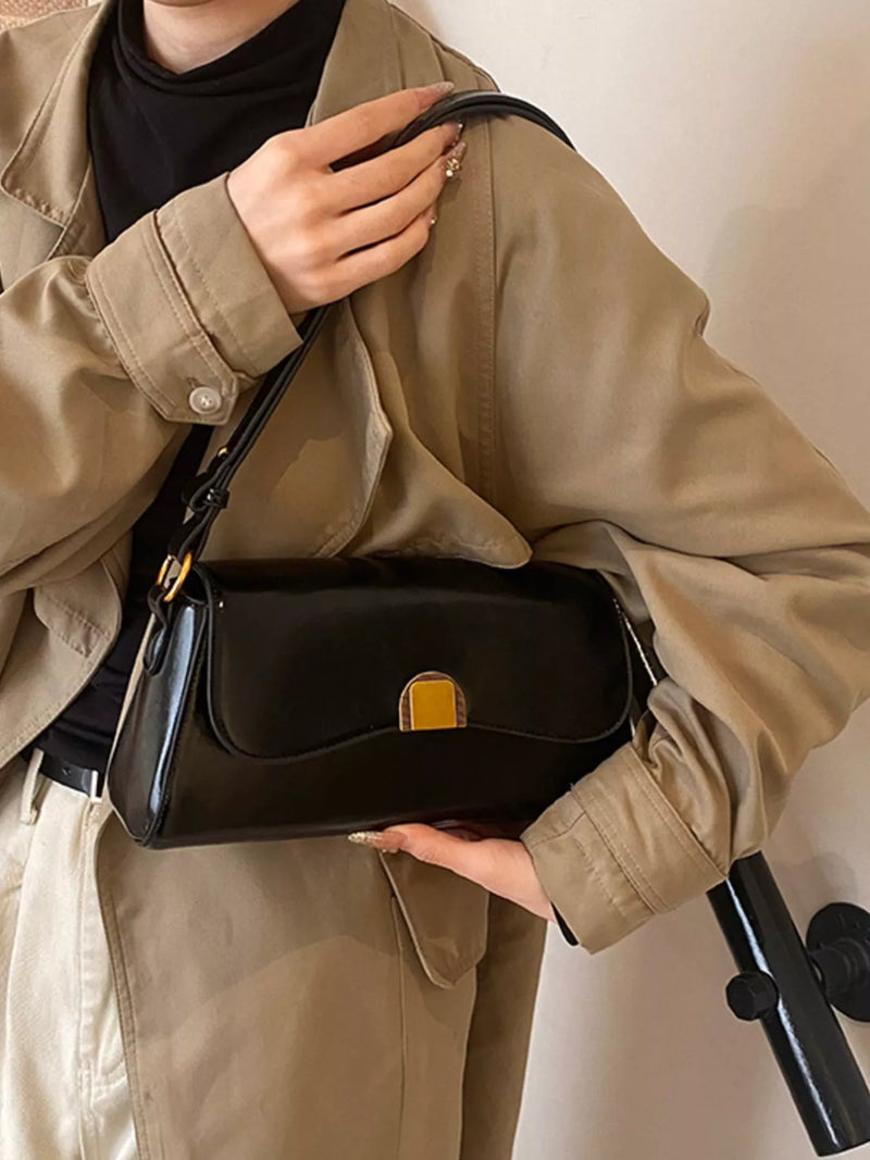 Golden Clasp Shoulder Bag-zoom-