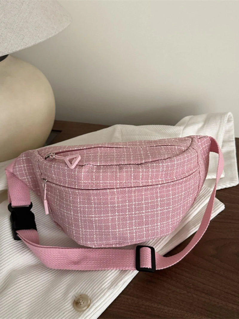 Plaid Pattern Crossbody Bag-zoom-