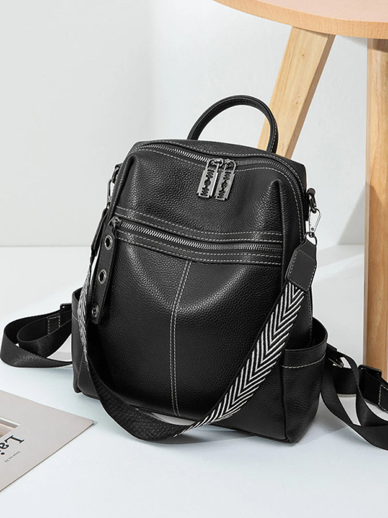Leather Multi-Compartment Backpack Bag-zoom-