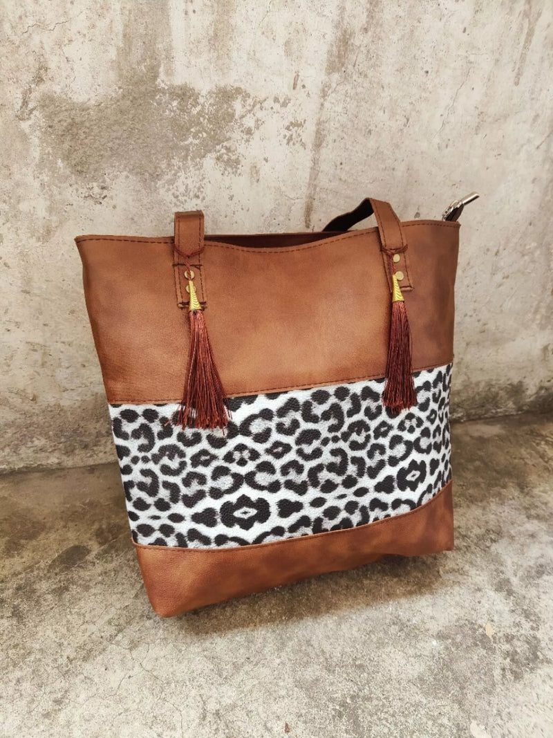 Tassel Leopard Tote Bag-zoom-