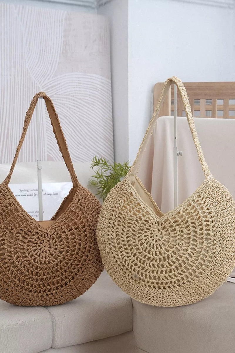 Round Woven Shoulder Bag-zoom-