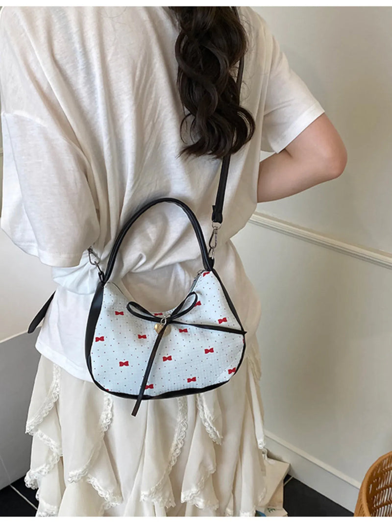 Printed Bow Shoulder Bag-zoom-