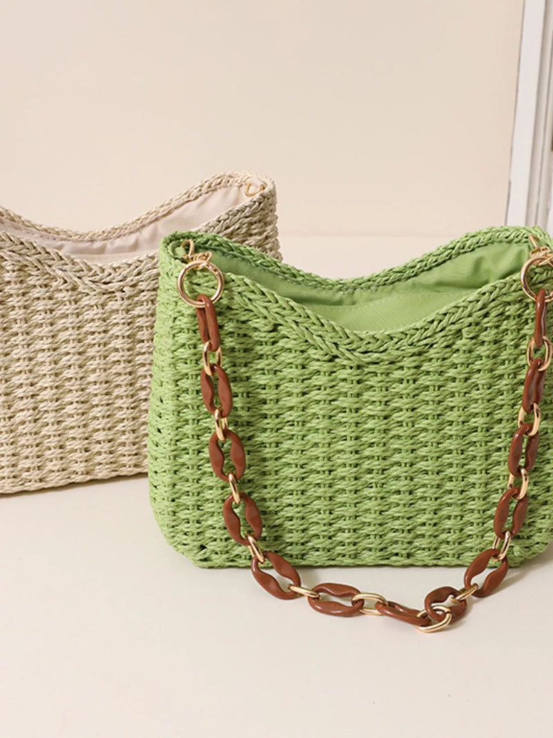 Woven Straw Shoulder Bag-zoom-
