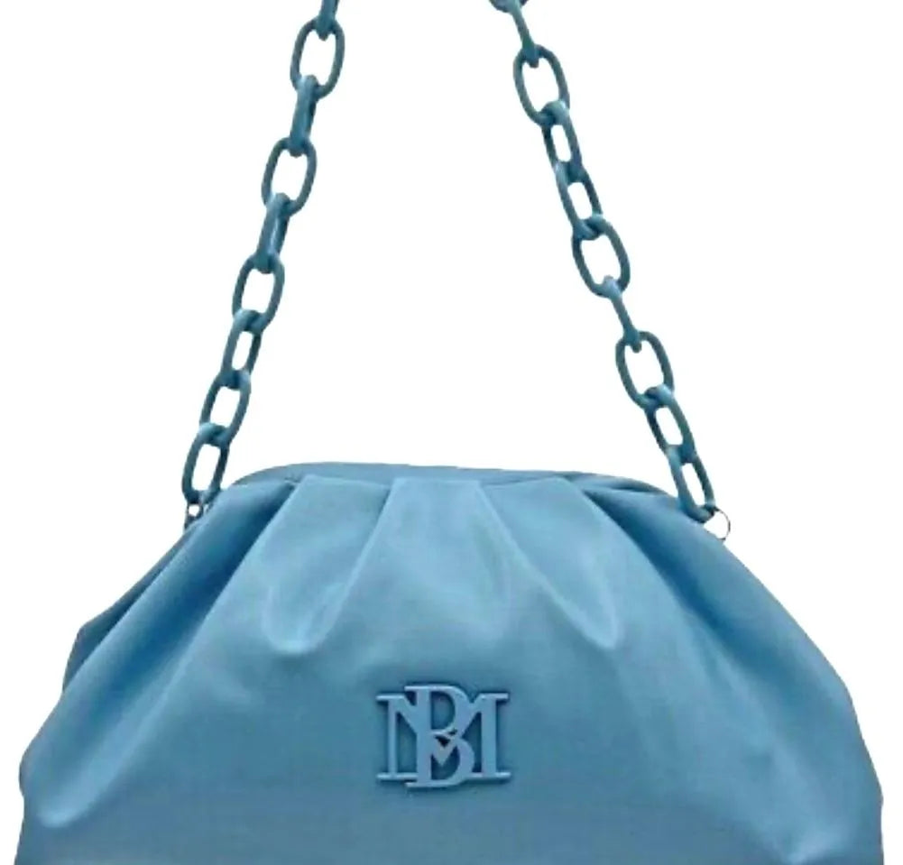 BADGLEY MISCHKA Vegan Ruched Convertible Clutch with removable chain
