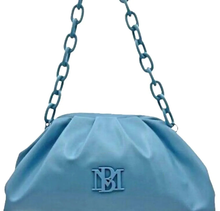 BADGLEY MISCHKA Vegan Ruched Convertible Clutch with removable chain