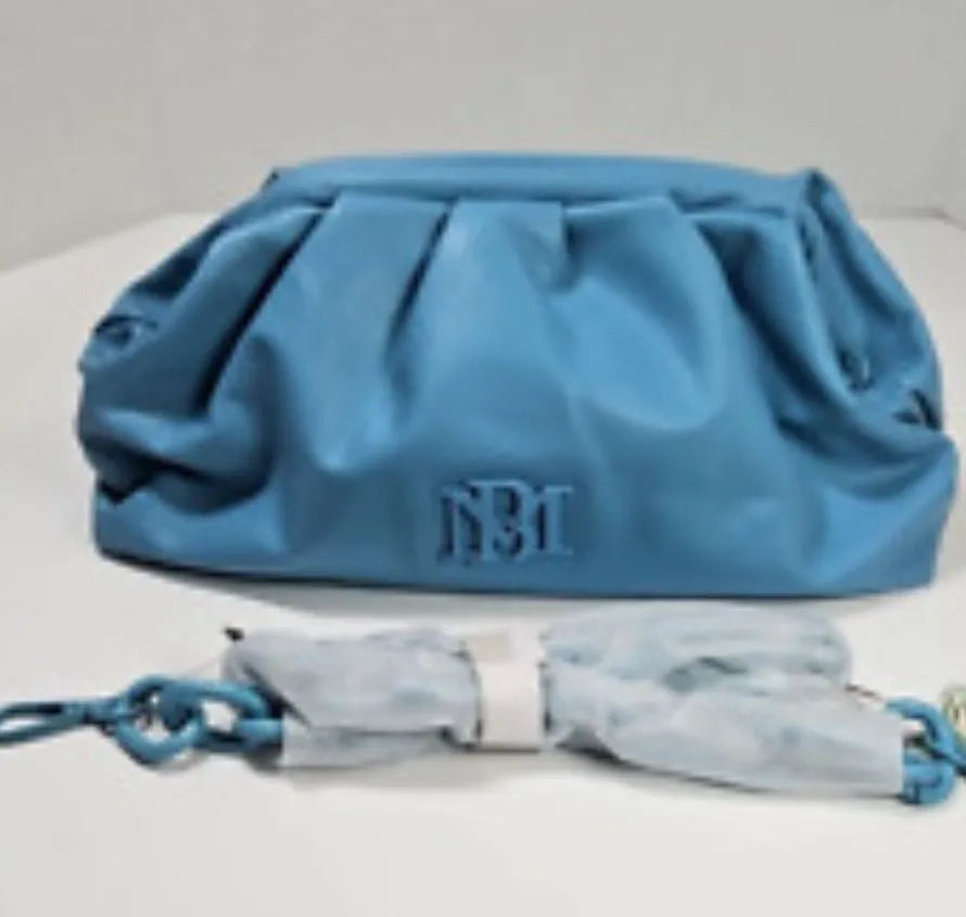 BADGLEY MISCHKA Vegan Ruched Convertible Clutch with removable chain