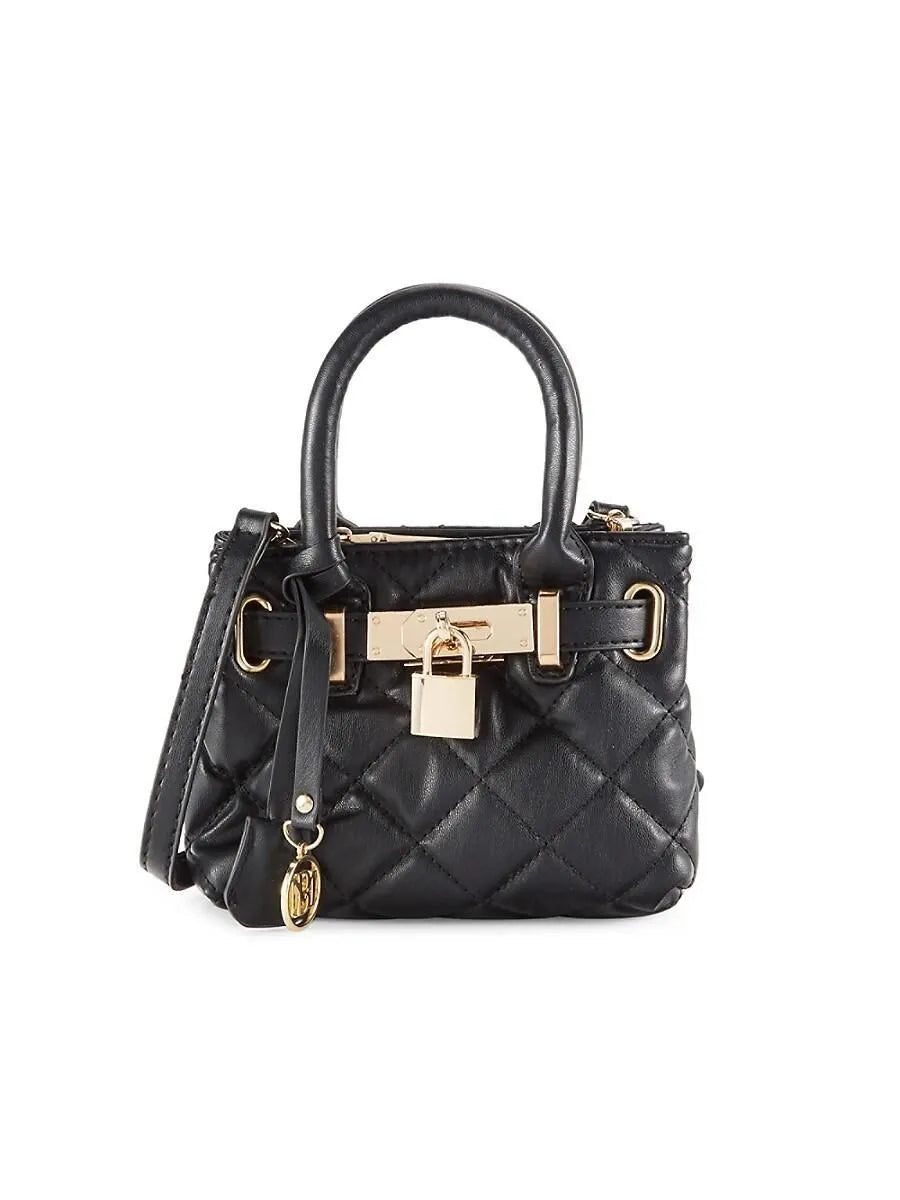 Badgley Mischka Women's Micro Mini Quilted Top Handle Bag Black-zoom-1