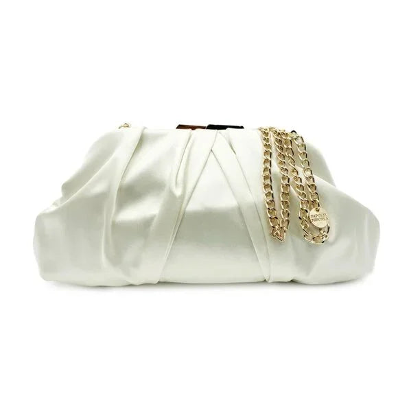 Badgley Mishcka Off-White Satin Clutch-zoom-