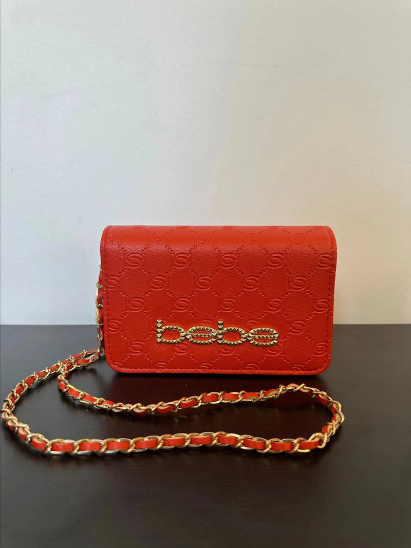 Bebe the Celia Monogram Flap White, Coral or Rose Crossbody-zoom-