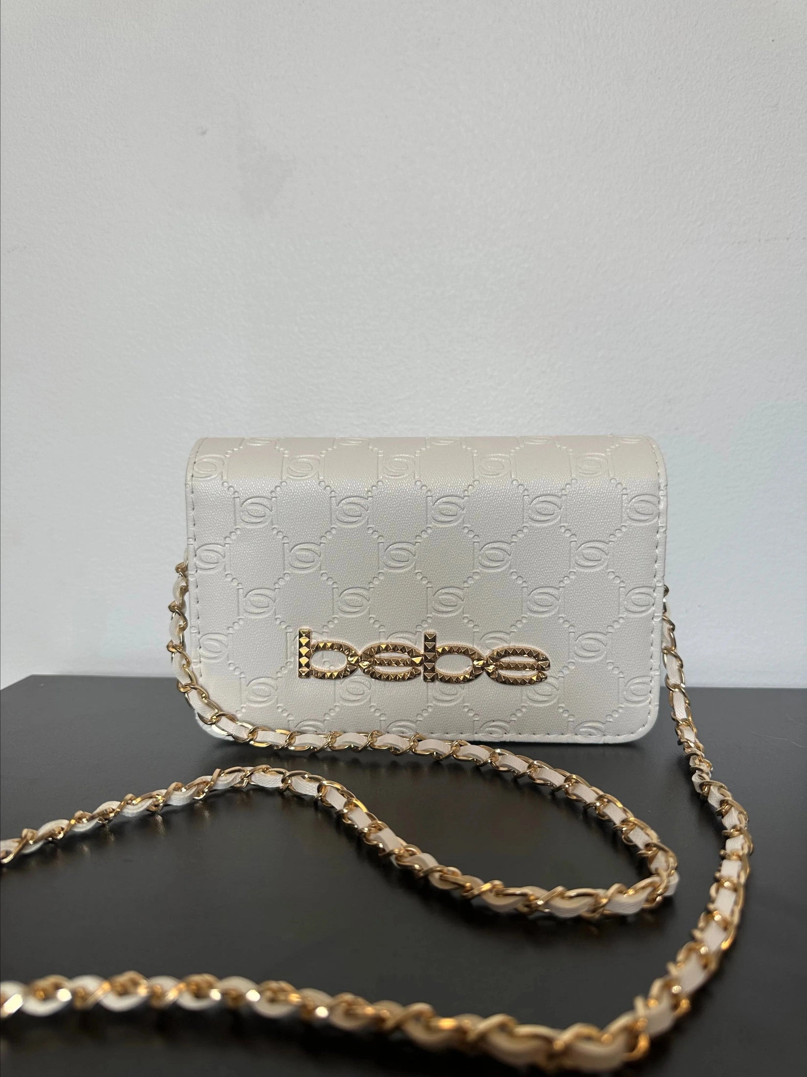Bebe the Celia Monogram Flap White Crossbody