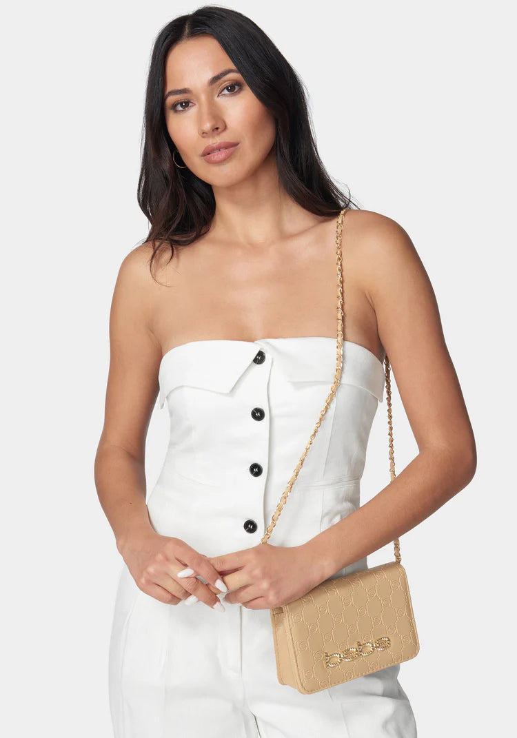Bebe the Celia Monogram Flap White Crossbody