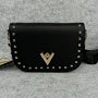 Black Vegan Leather Gold Studded Crossbody with Wallet