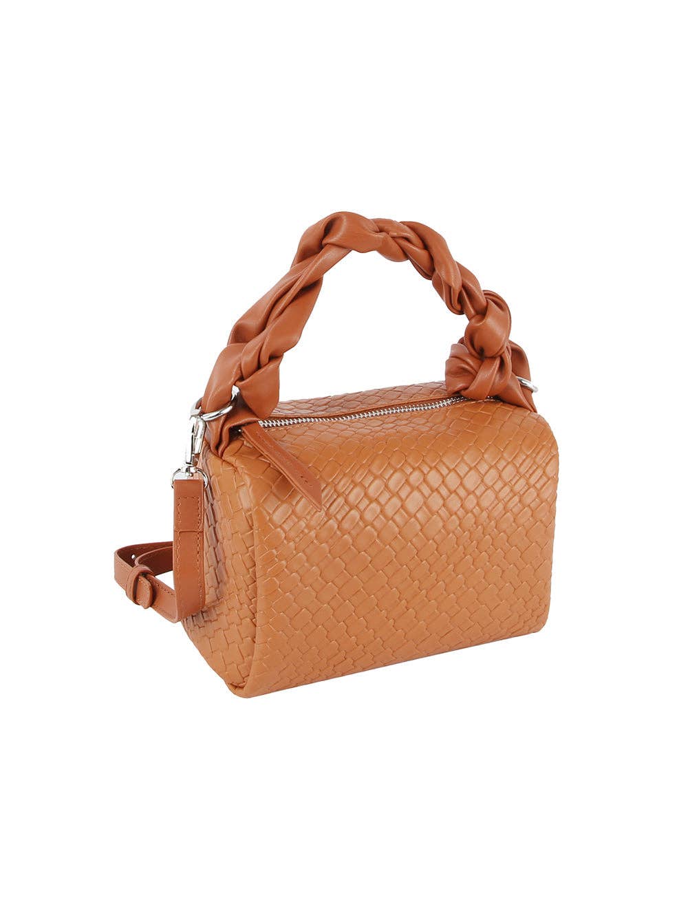 Braided handle leather bag