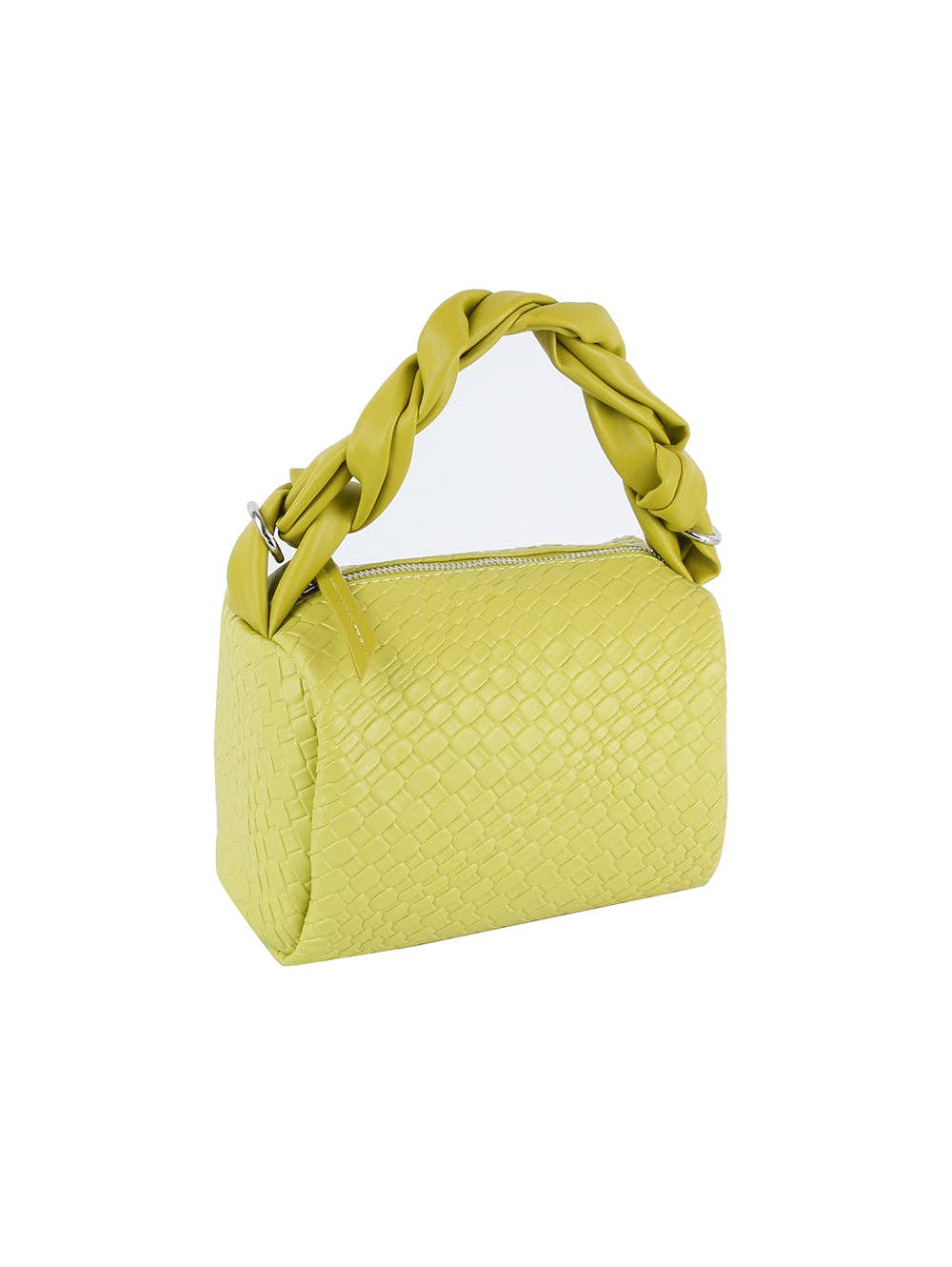 Braided handle leather bag