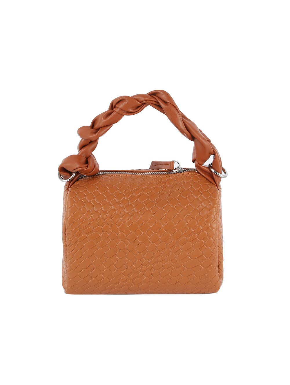 Braided handle leather bag