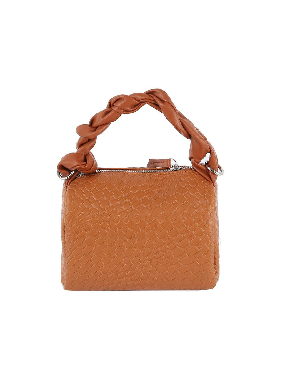 Braided handle leather bag