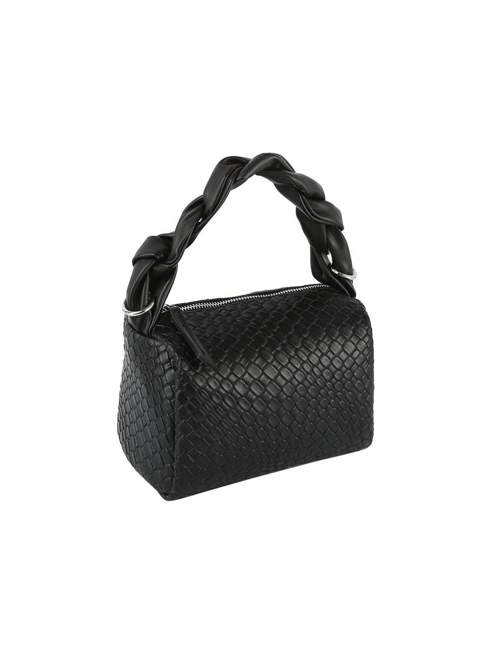 Braided handle leather bag