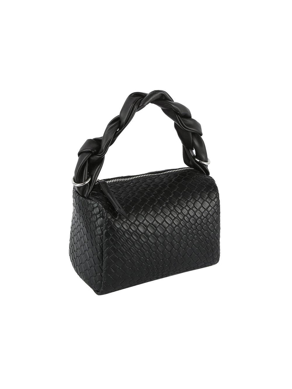 Braided handle leather bag