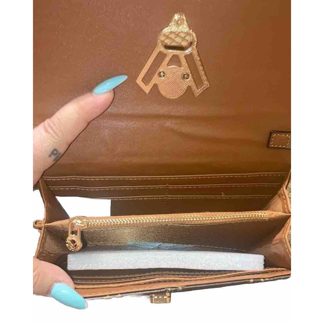 Brown Bronze Crossbody Logo Purse