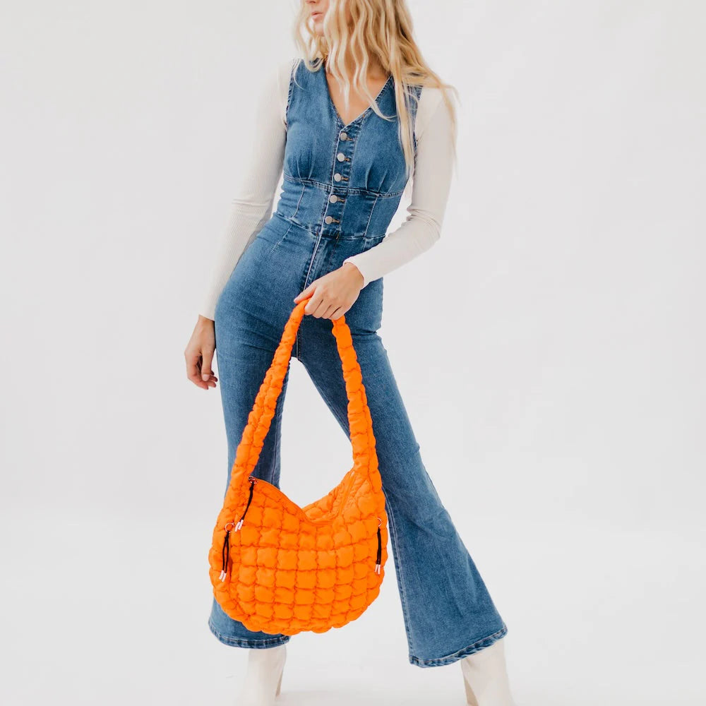Carmen Quilted Hobo Bag Orange