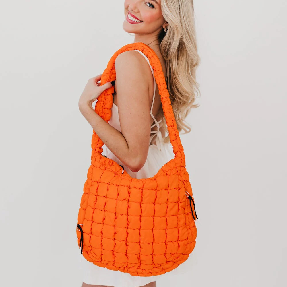 Carmen Quilted Hobo Bag Orange