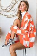 Switch Checkered Color Block Open Midi Sweater with Pockets 2 image