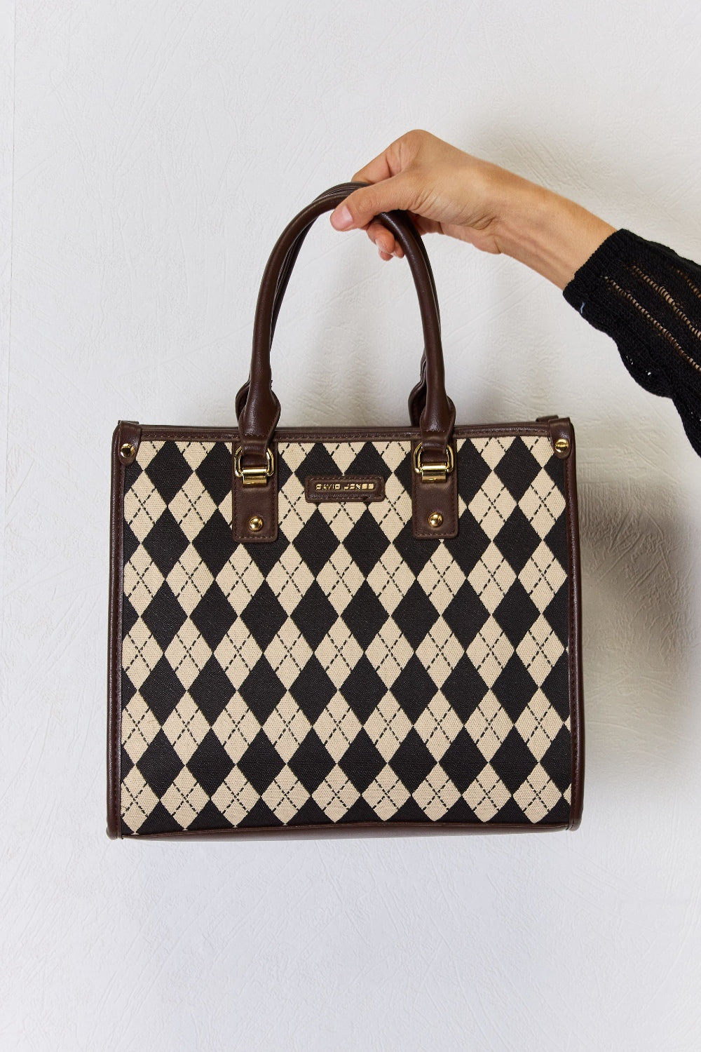 David Jones – Handtasche aus PU-Leder mit Argyle-Muster