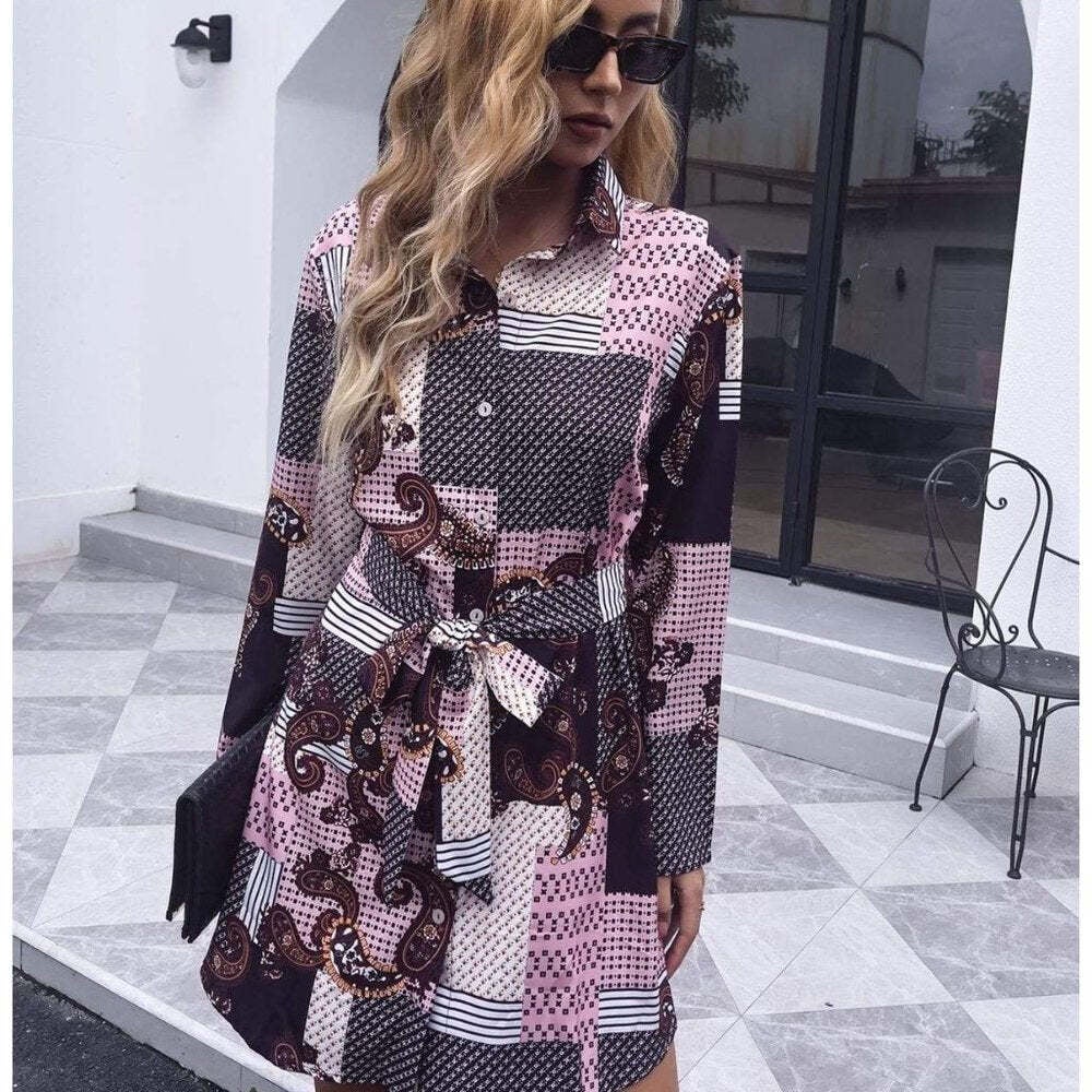 Detailed Mixed Print Dress