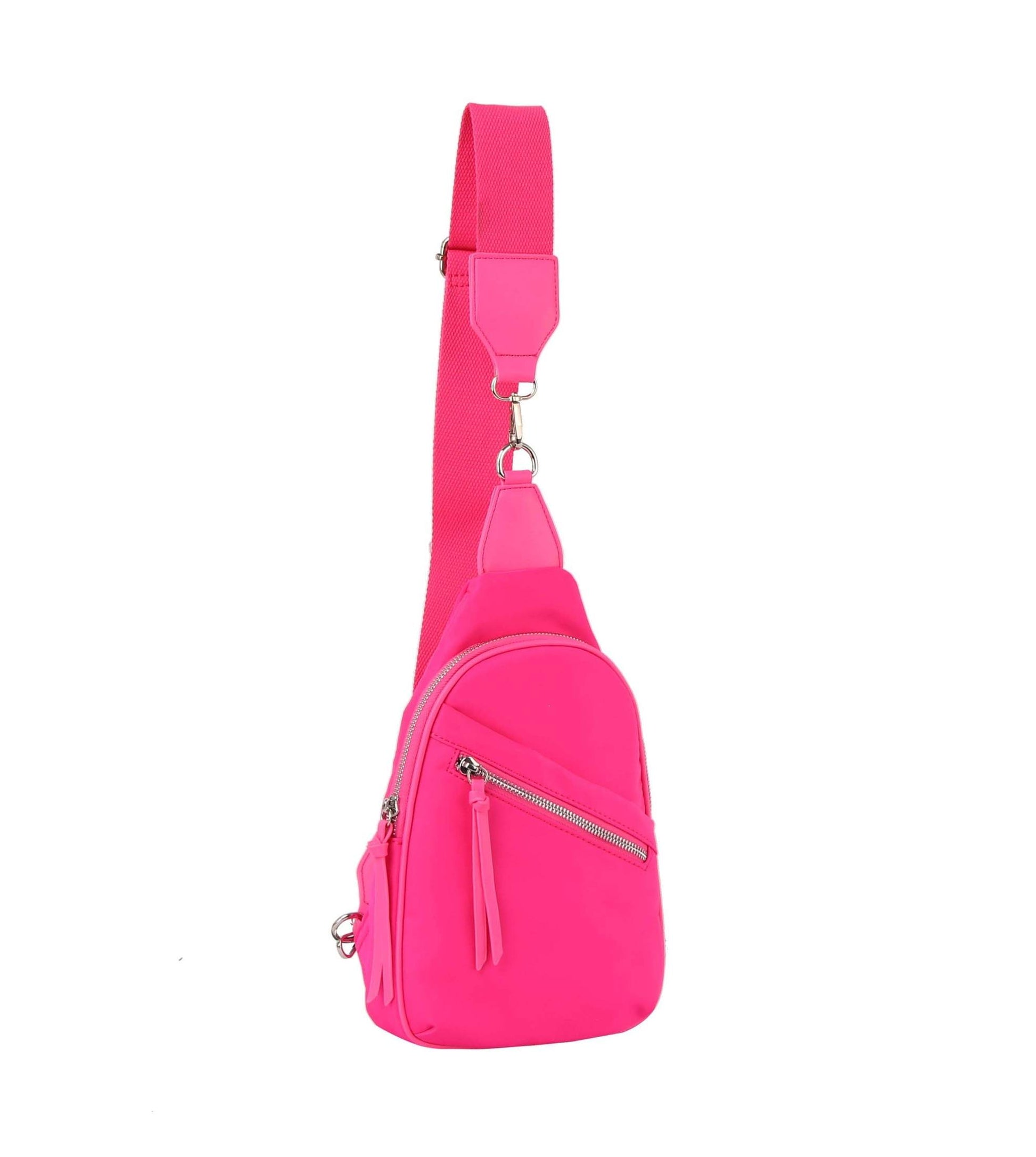 Diagnal zip front sling backpack
