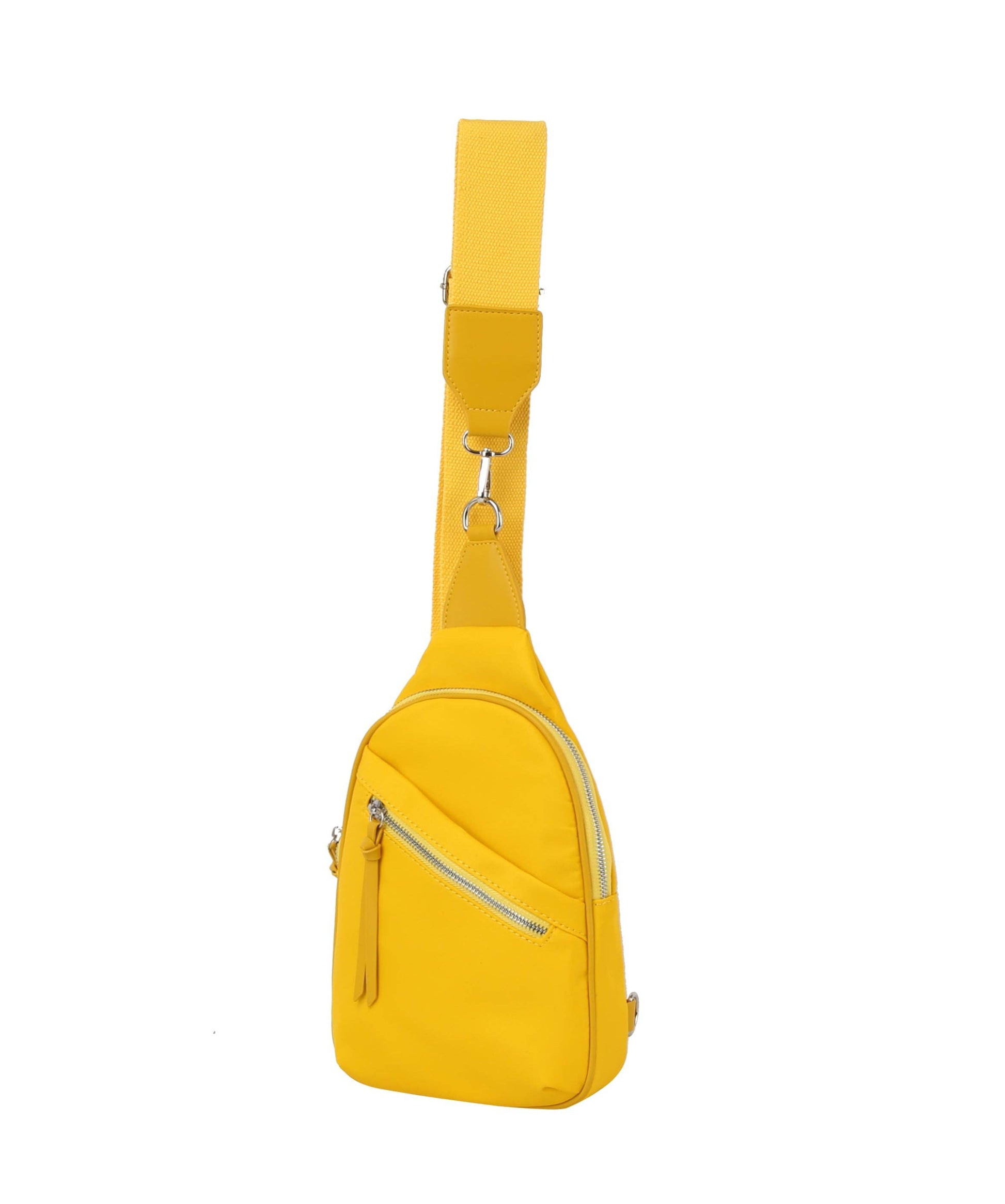 Diagnal zip front sling backpack
