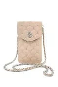 Diamond Quilted Studded Pearls Crossbody Phone Case