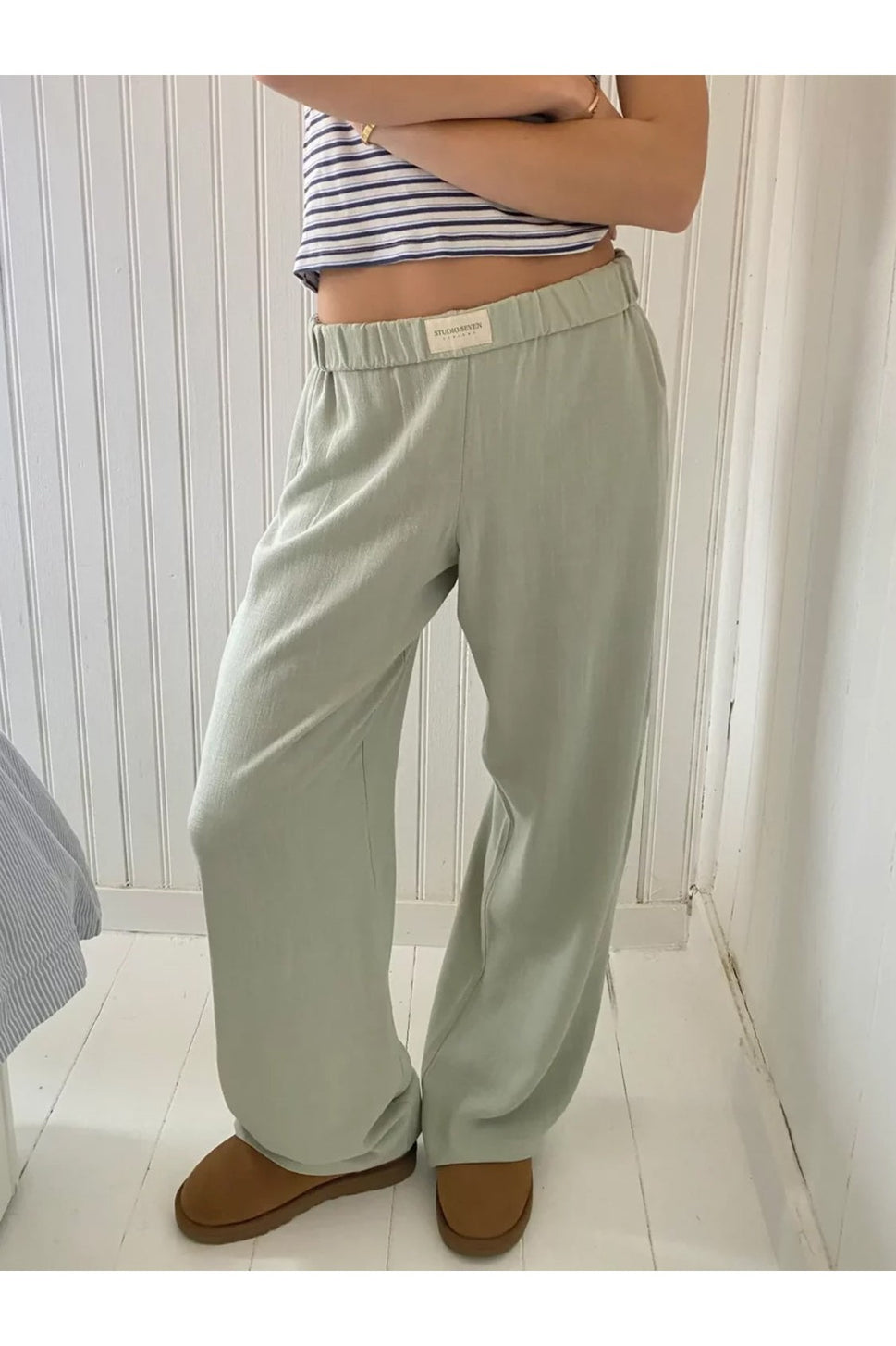 Elastic Waist Wide Leg Pants